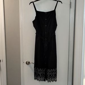 Old Navy Fit & Flare Button Front Tie Waist Cami Midi Dress, XXL, Black